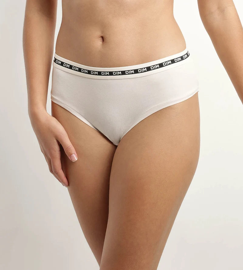 Shorty femme coton modal Beige ceinture contrastée Dim Icons Essentiel