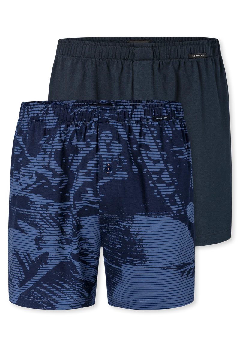 Boxershorts mit Knopfleiste Blau gemustert - Boxershorts Multipacks