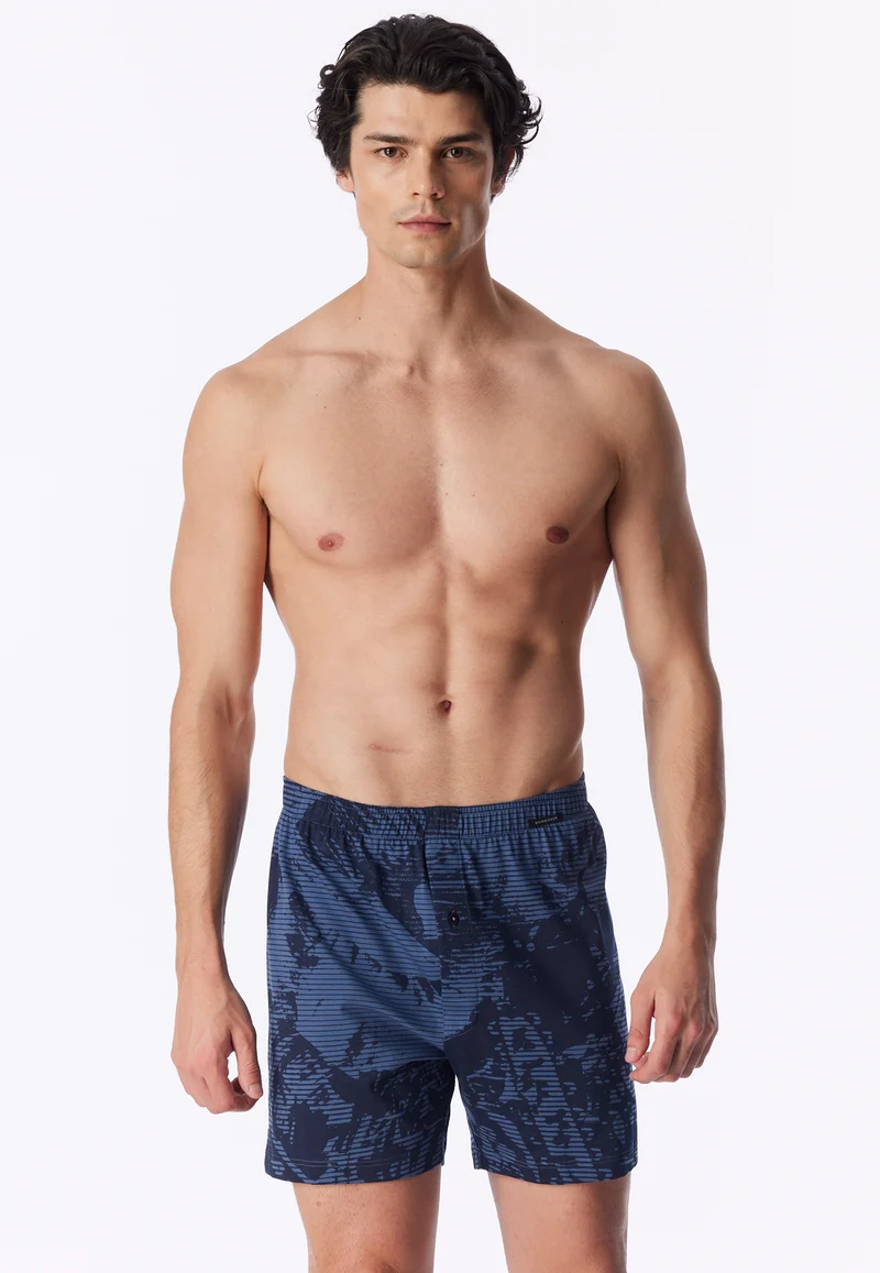 Boxershorts mit Knopfleiste Blau gemustert - Boxershorts Multipacks
