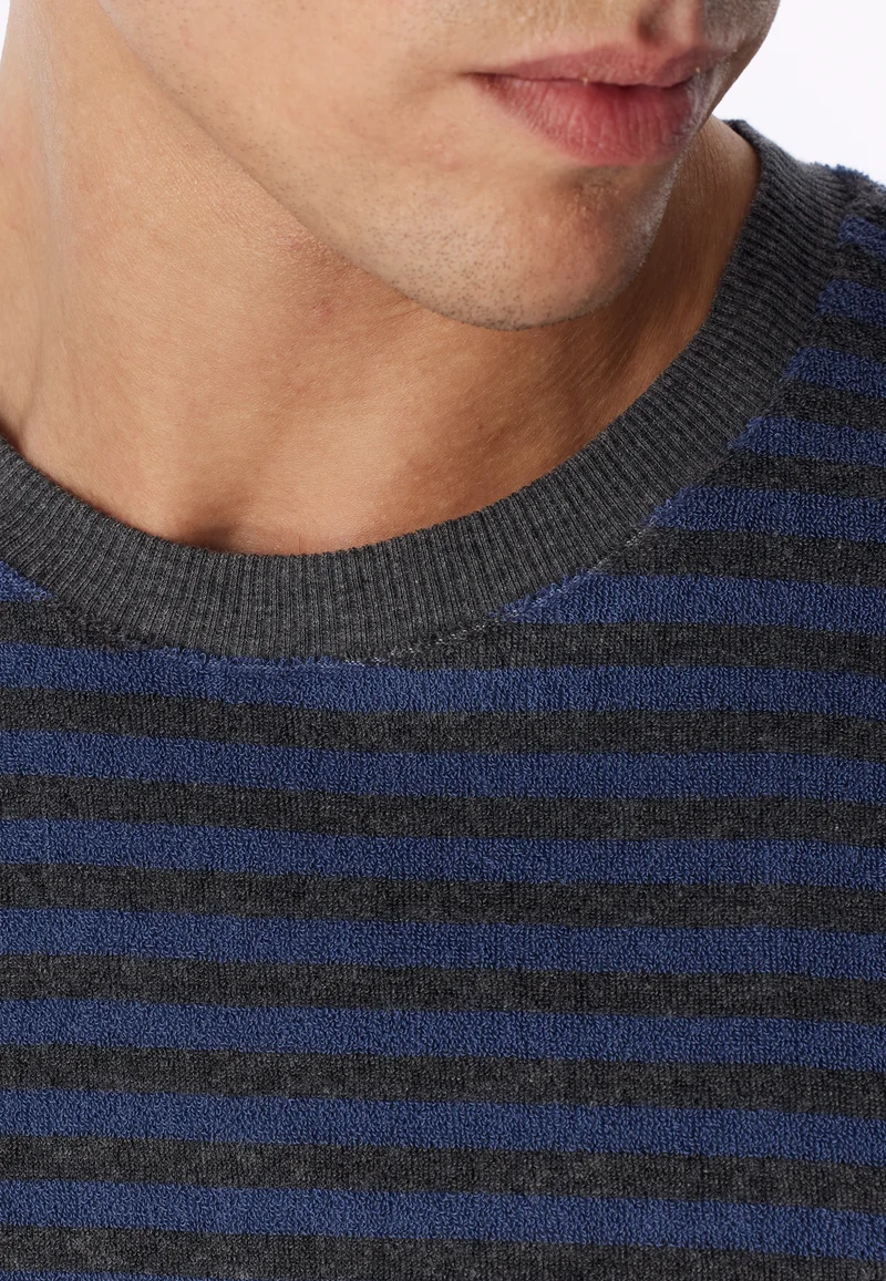 Schlafanzug mit Bündchen Blau/Grau gestreift - Casual Nightwear