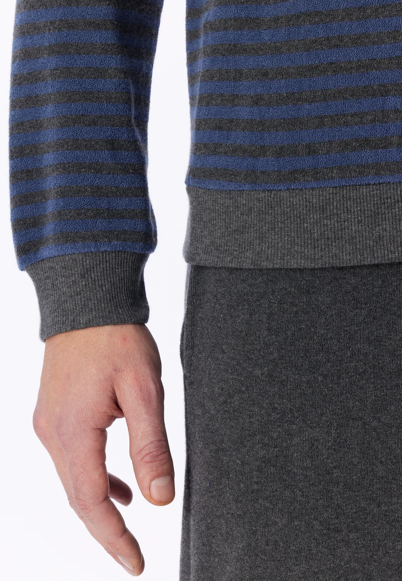 Schlafanzug mit Bündchen Blau/Grau gestreift - Casual Nightwear