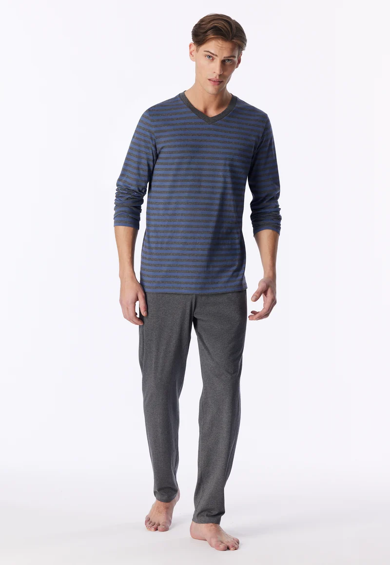 Schlafanzug Blau/Grau gestreift - Casual Nightwear