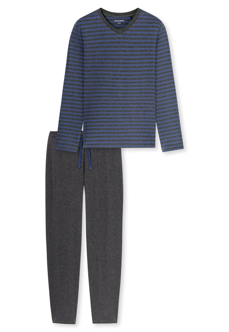 Schlafanzug Blau/Grau gestreift - Casual Nightwear