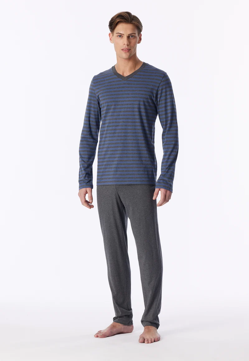 Schlafanzug Blau/Grau gestreift - Casual Nightwear