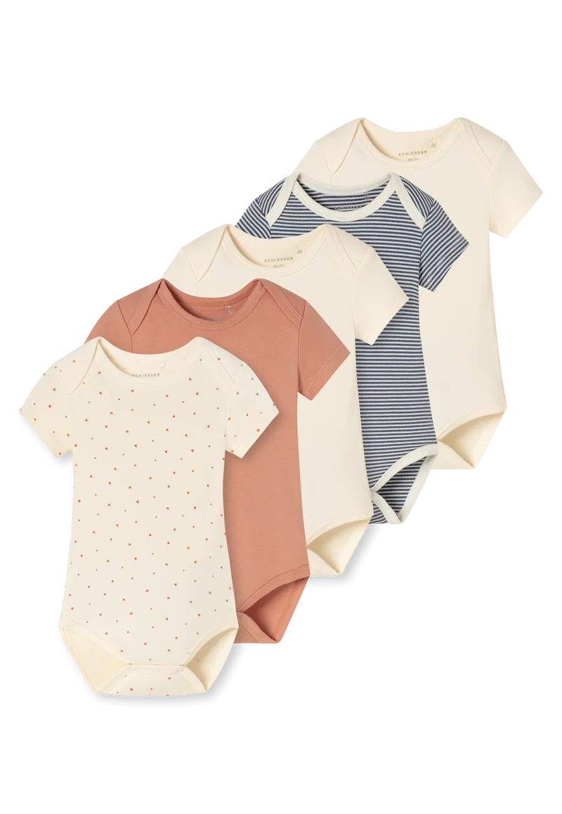 Body kurzarm Feinripp 5er-Pack Bunt gemustert - Baby