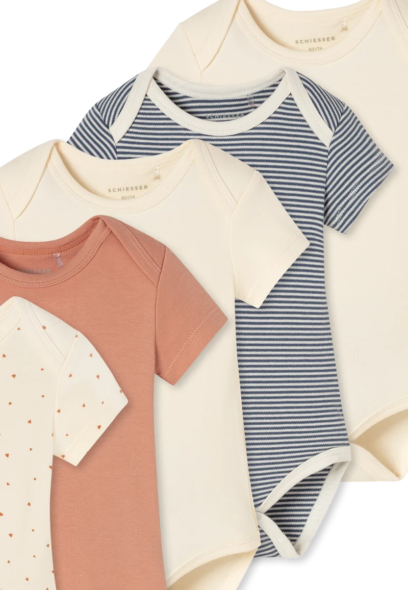 Body kurzarm Feinripp 5er-Pack Bunt gemustert - Baby