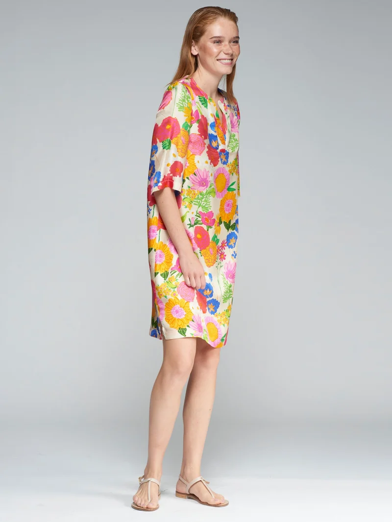 Robe courte en soie avec motif floral Lizete