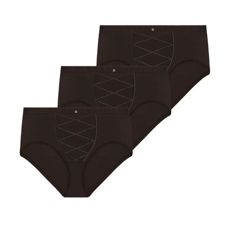 Lot de trois culottes taille haute ventre plat noir Just micro