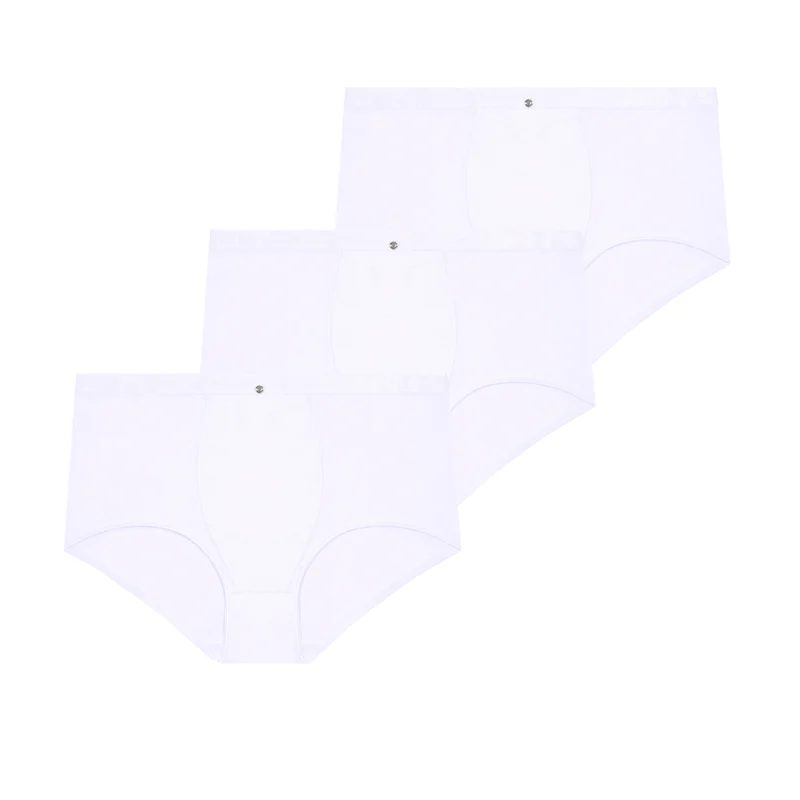 Lot de trois culottes taille haute ventre plat blanc Just micro