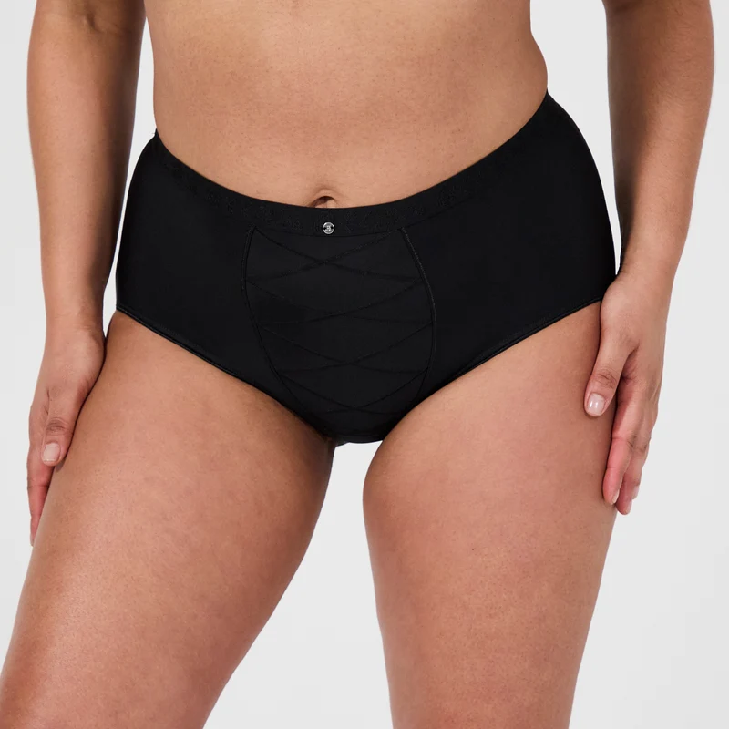 Lot de deux culottes taille haute ventre plat noir Just micro