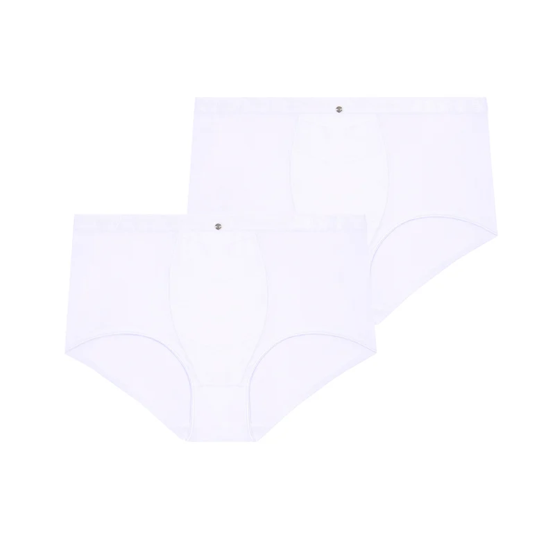 Lot de deux culottes taille haute ventre plat blanc Just micro