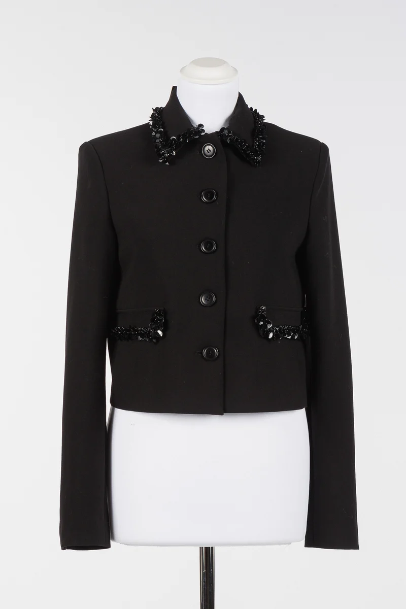 Blazer court en crêpe avec paillettes