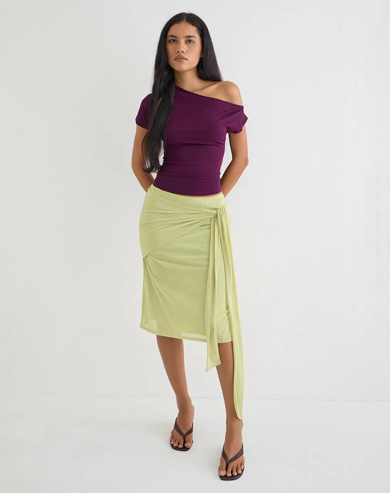 Jupe mi-longue Meidina en maille couleur pistache