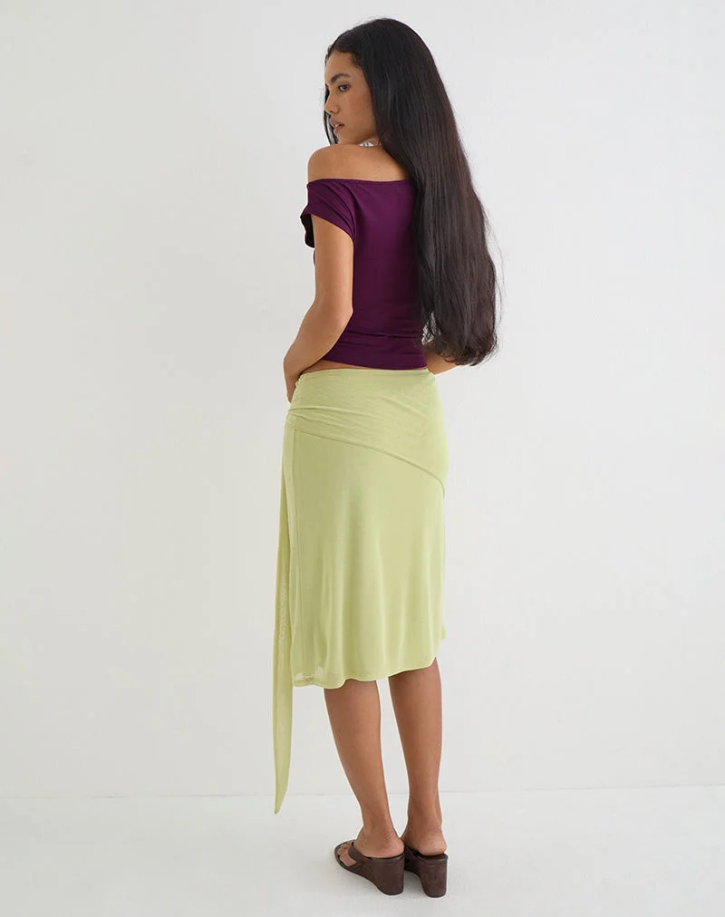 Jupe mi-longue Meidina en maille couleur pistache