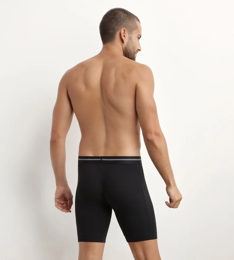 Boxer long homme en coton modal Noir Dim Icons Essentiel