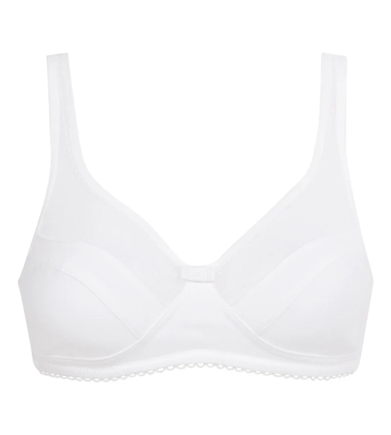 Soutien-gorge sans armatures à plumetis Blanc Generous Coton Bio