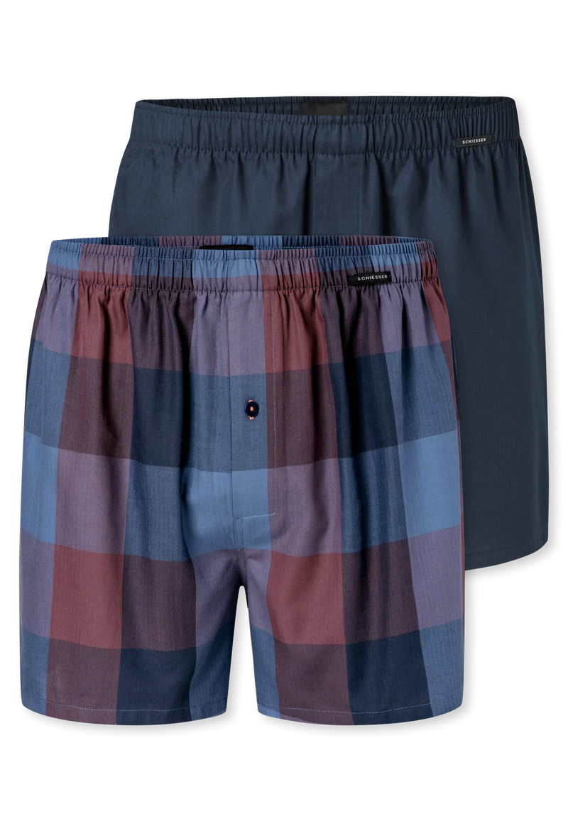Boxershorts mit Knopfleiste 2er-Pack Bunt kariert - Boxershorts Multipack