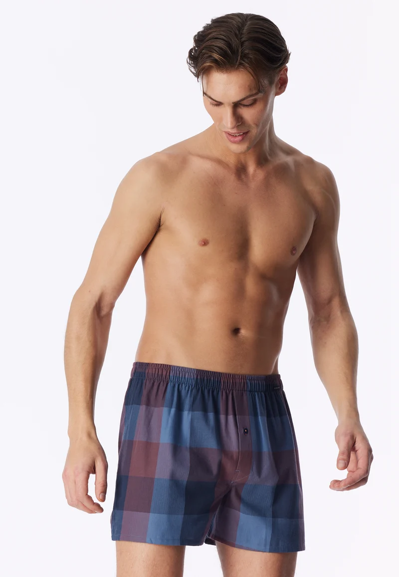 Boxershorts mit Knopfleiste 2er-Pack Bunt kariert - Boxershorts Multipack