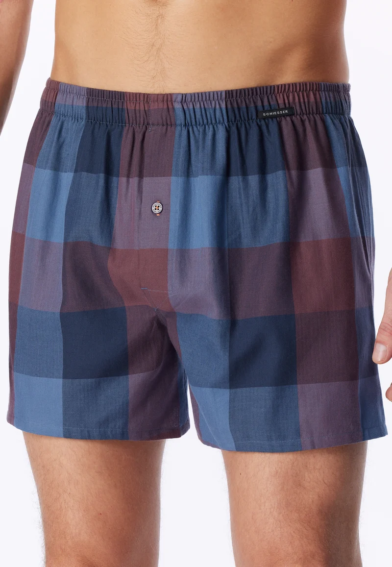 Boxershorts mit Knopfleiste 2er-Pack Bunt kariert - Boxershorts Multipack