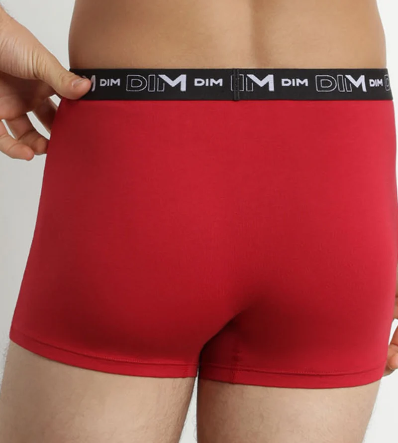 Lot de 2 Boxers homme Gris Rouge ceinture contrastée Dim Coton Stretch