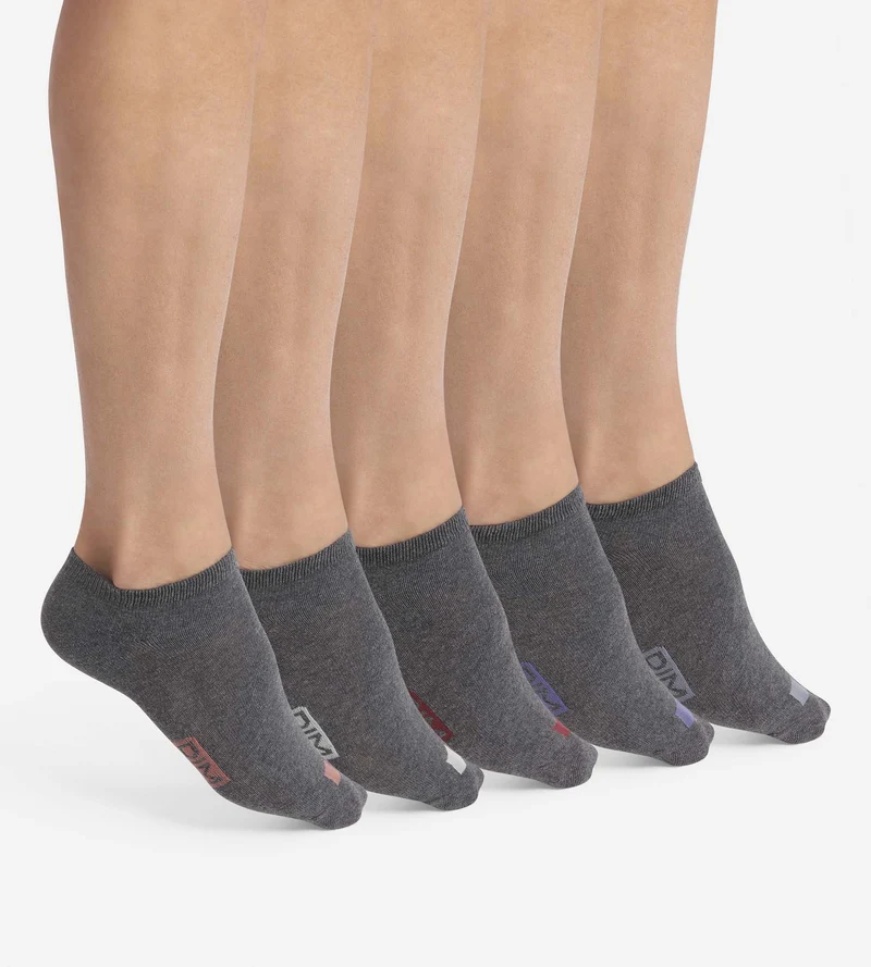 Lot de 5 paires de socquettes homme en coton Gris à vignettes EcoDim