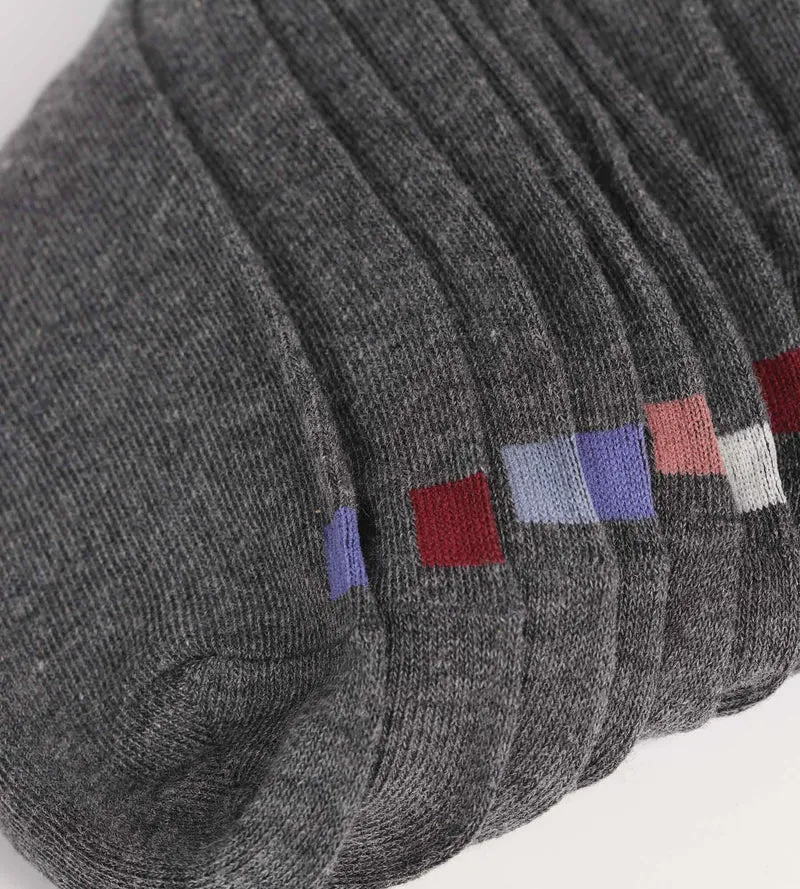 Lot de 5 paires de socquettes homme en coton Gris à vignettes EcoDim