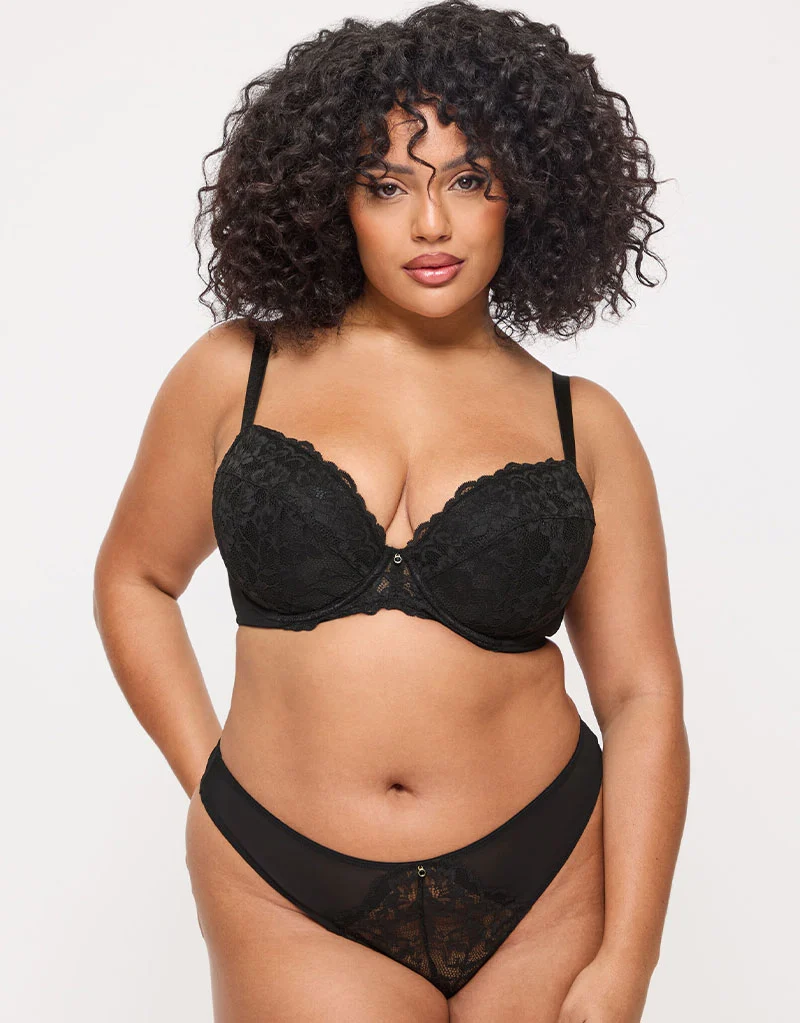 Ann Summers Sexy Lace Padded Plunge Bra Black