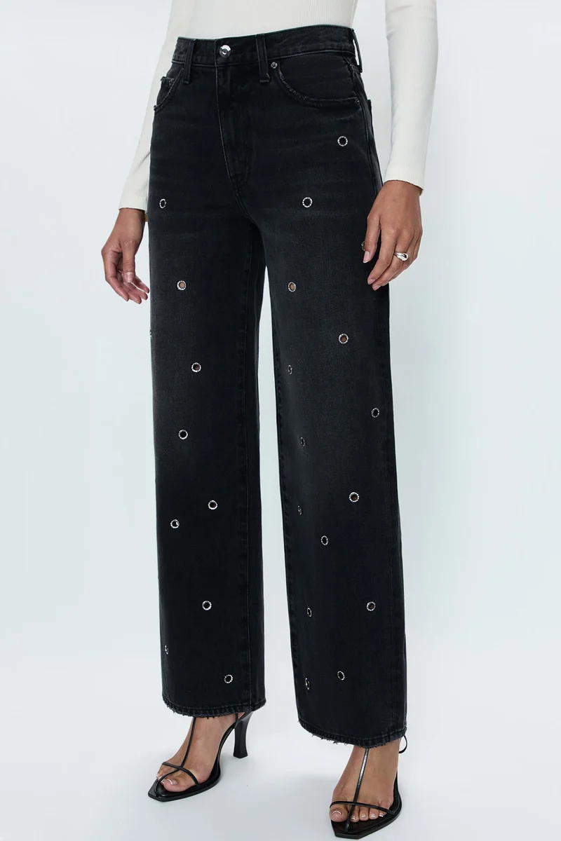 Jeans baggy avec oeillets métalliques Hendrix