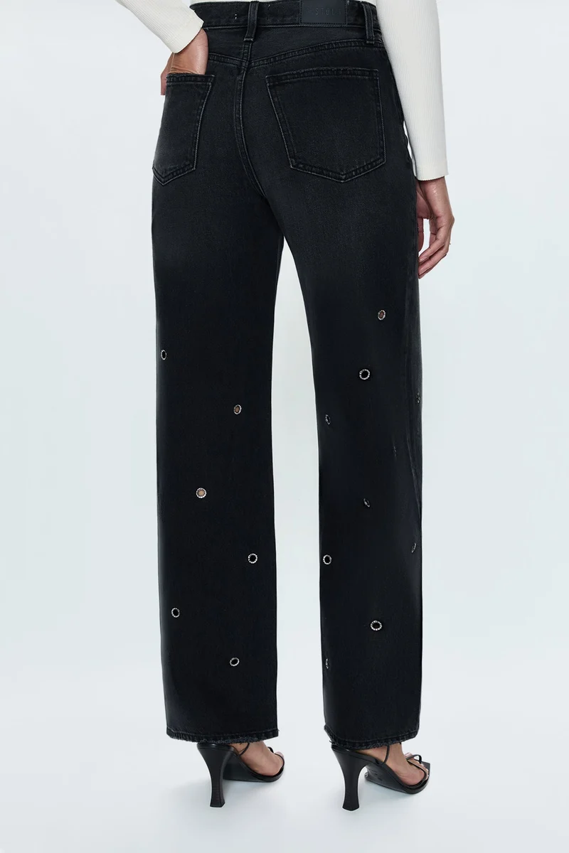 Jeans baggy avec oeillets métalliques Hendrix