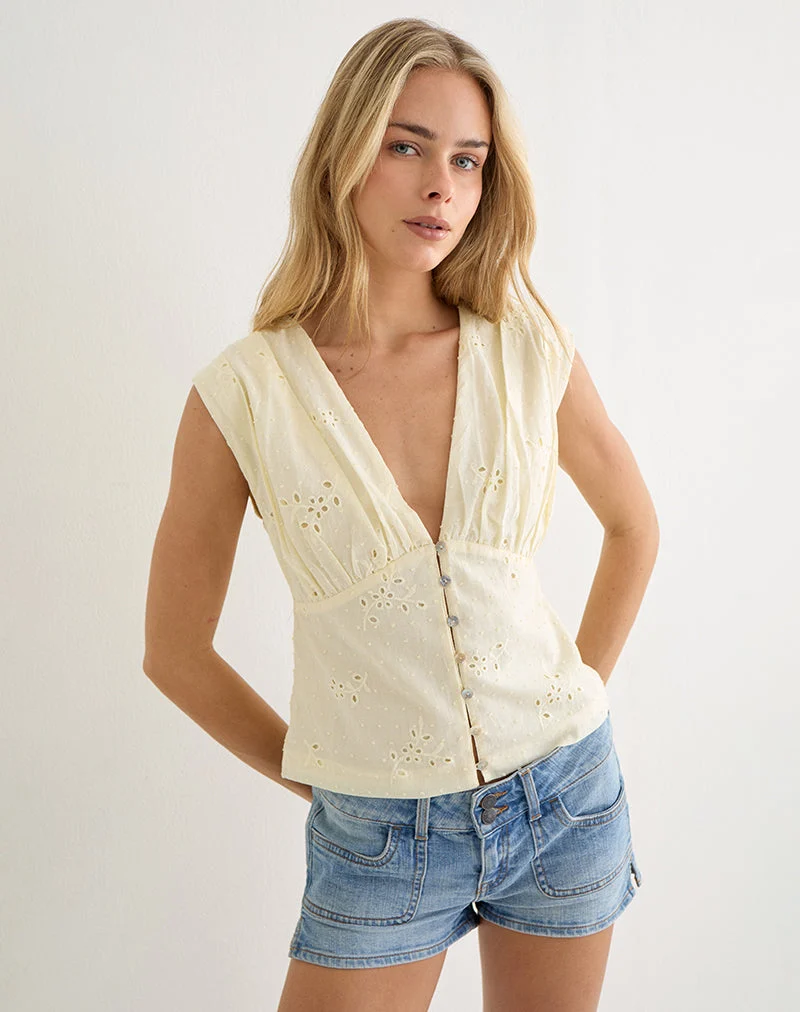 Haut plongeant Yoshino en broderie Lemon