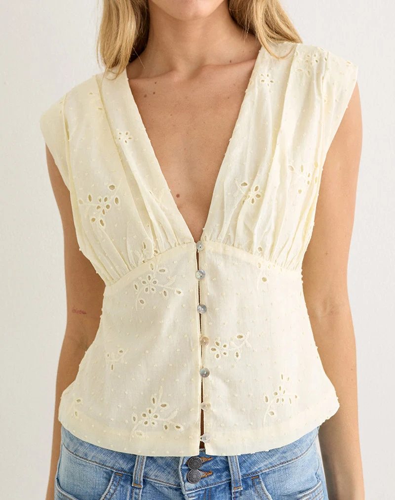 Haut plongeant Yoshino en broderie Lemon