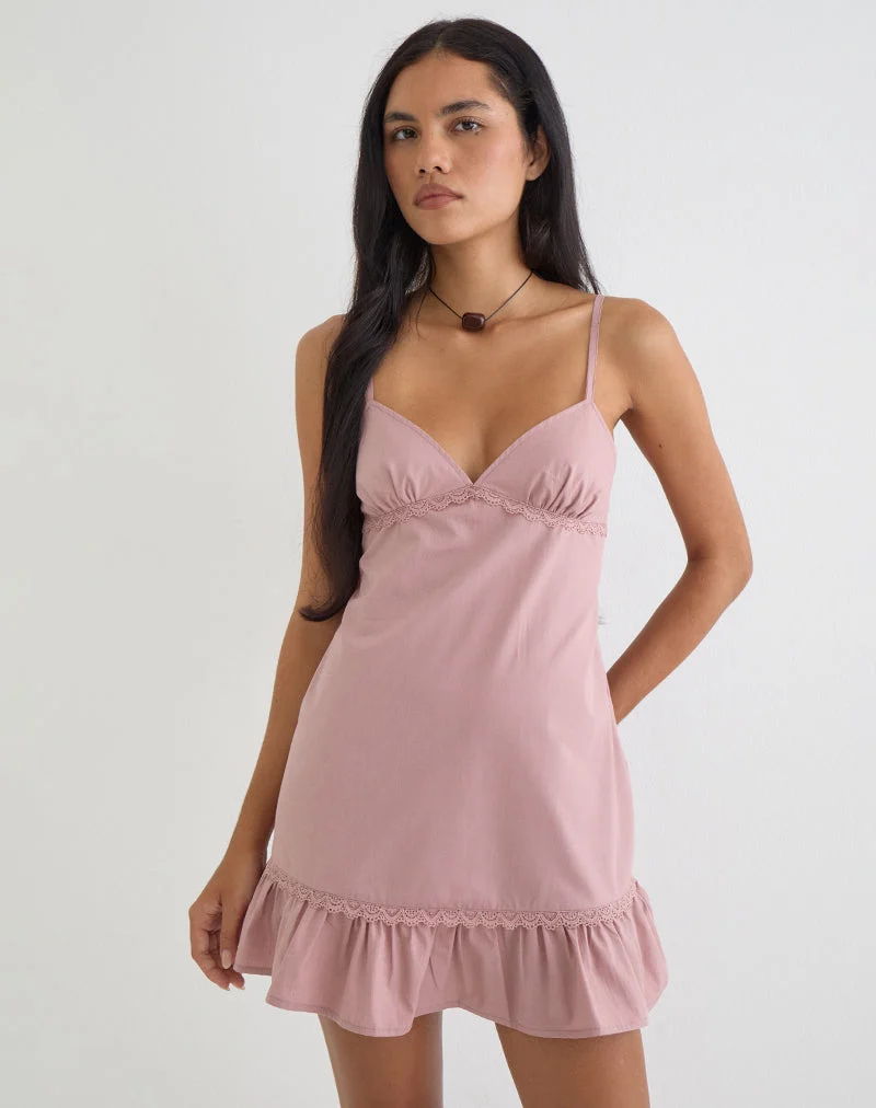Mini-robe Tavita en popeline rose poudré