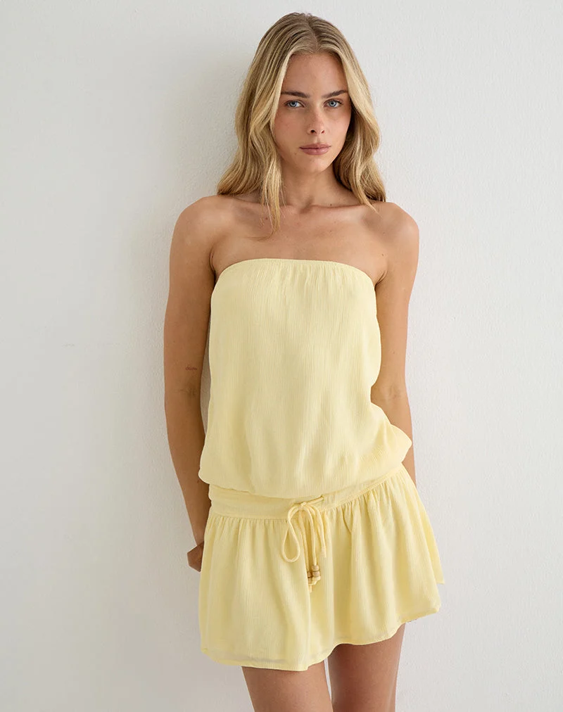 Mini-robe Moka, jaune beurre froissé