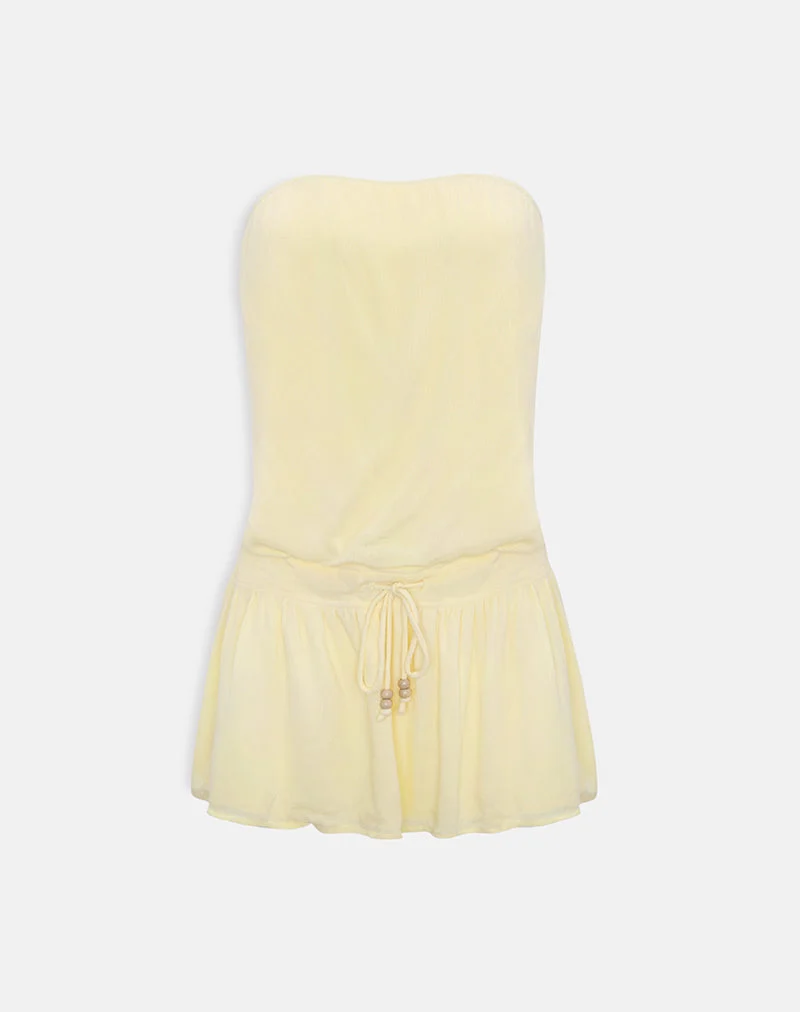Mini-robe Moka, jaune beurre froissé