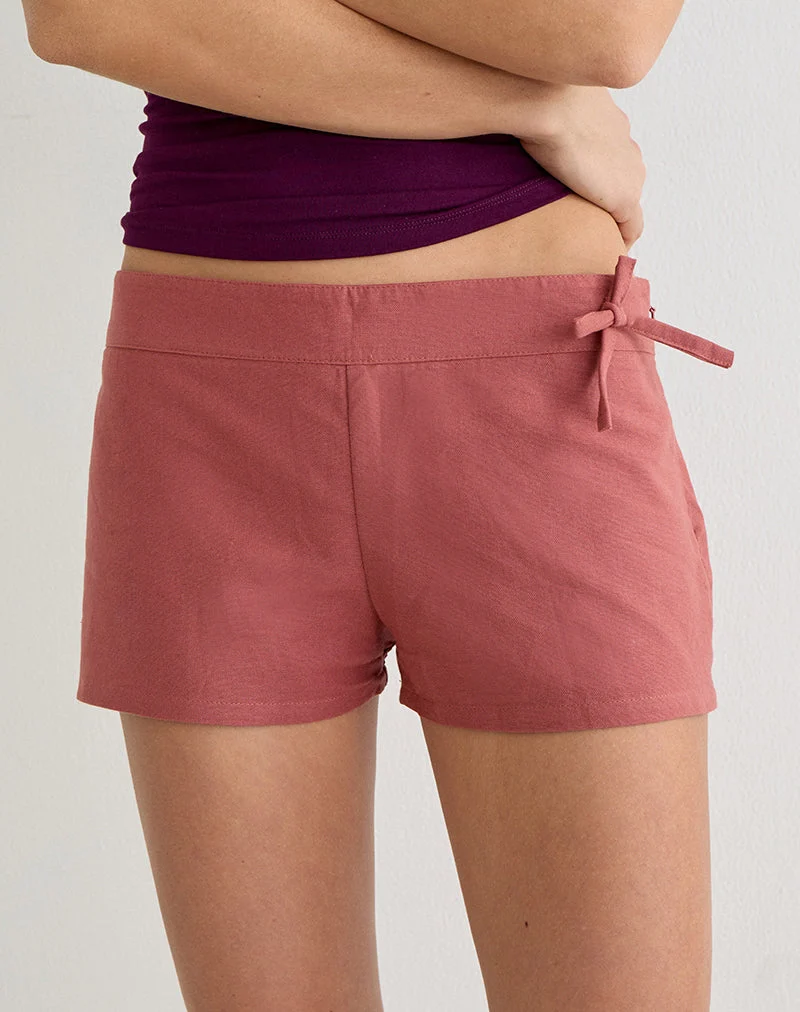 Pantalon court Blazy Tie en lin rouge toscan