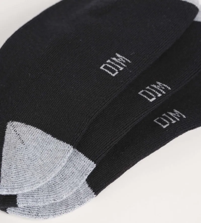 Lot de 3 paires de socquettes femme en coton Noir et Gris EcoDim Sport