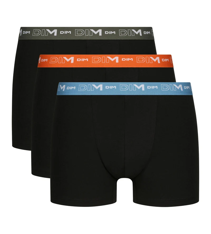 Lot de 3 boxers homme en coton Bleu Orange Dim Coton Stretch