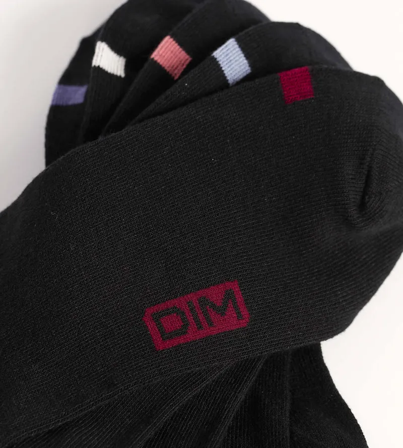Lot de 5 paires de socquettes femme en coton Noir à pastilles EcoDim
