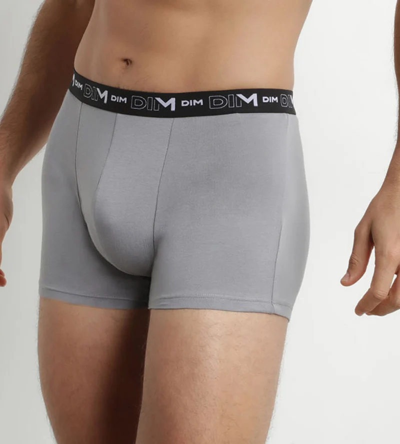 Lot de 2 Boxers homme Blanc Gris ceinture contrastée Dim Coton Stretch