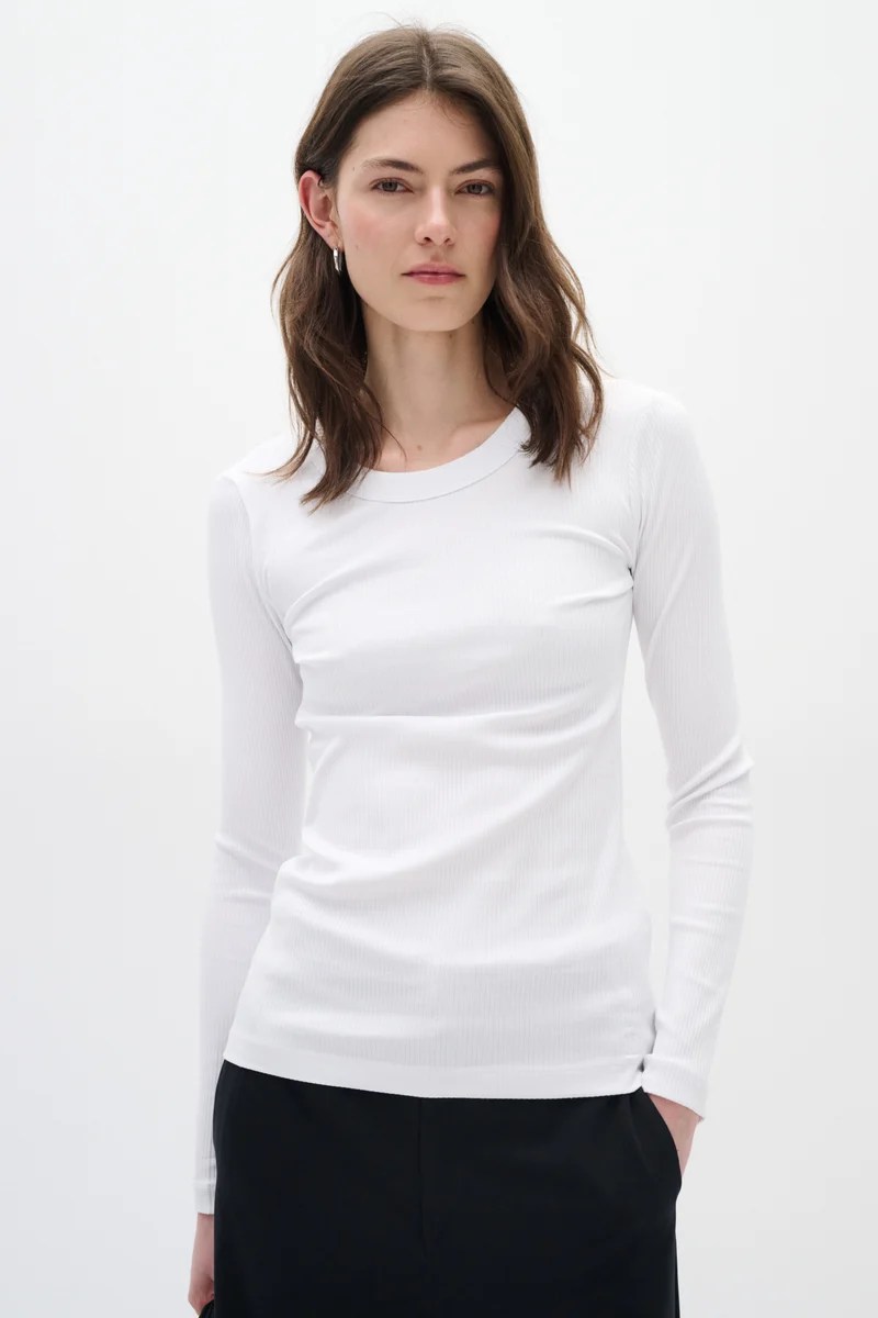 T-shirt côtelé en coton à manches longues Dagna