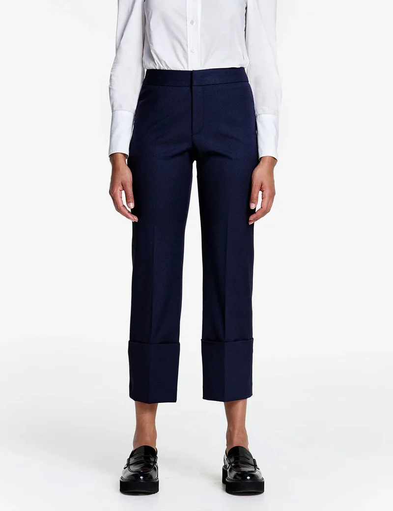 Pantalon classique droit à revers