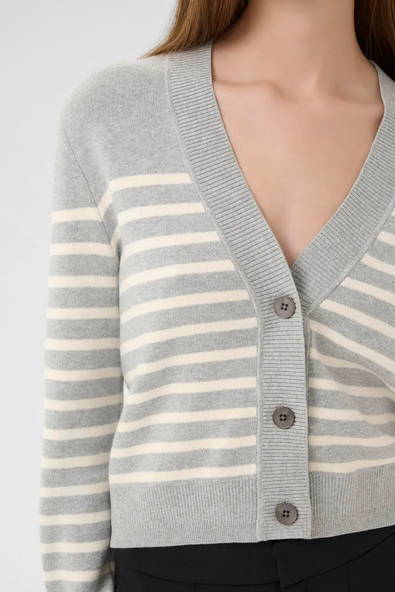Cardigan rayé en coton avec col V Wallis