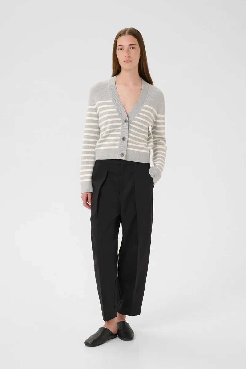 Cardigan rayé en coton avec col V Wallis