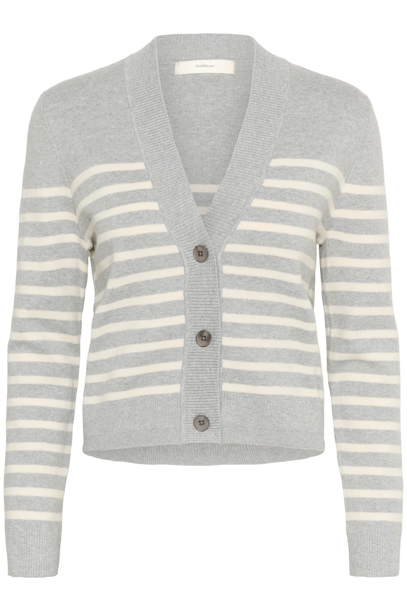 Cardigan rayé en coton avec col V Wallis