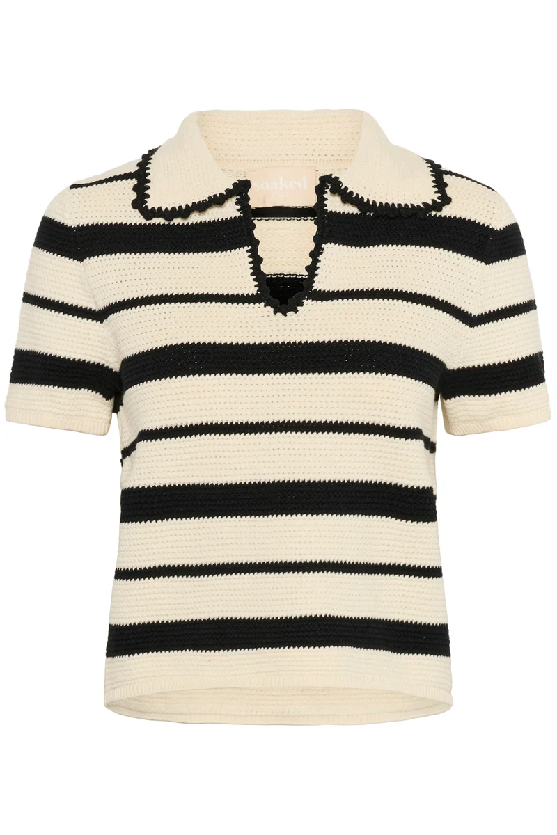 Pull rayé en coton texturé à manches courtes Madalena