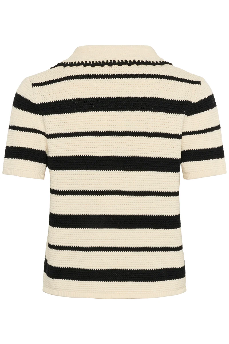 Pull rayé en coton texturé à manches courtes Madalena