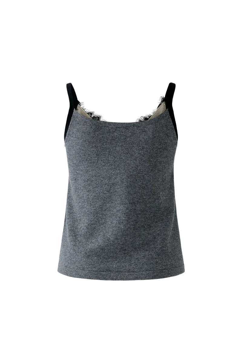 Camisole en mélange de laine à guipure
