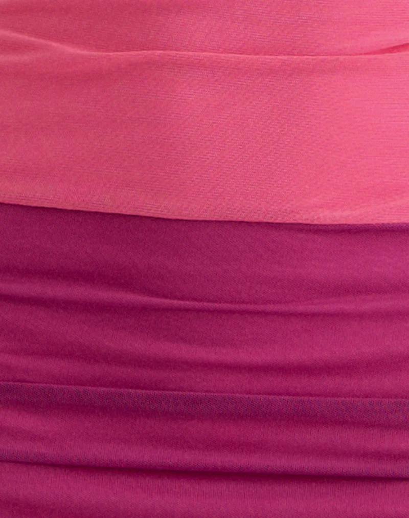 Robe longue Veridis, rose pâle et violet orchidée