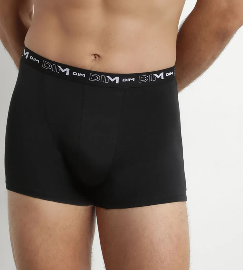 Lot de 2 Boxers homme Noir Blanc ceinture contrastée Dim Coton Stretch
