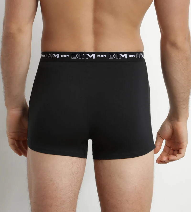 Lot de 2 Boxers homme Noir Blanc ceinture contrastée Dim Coton Stretch